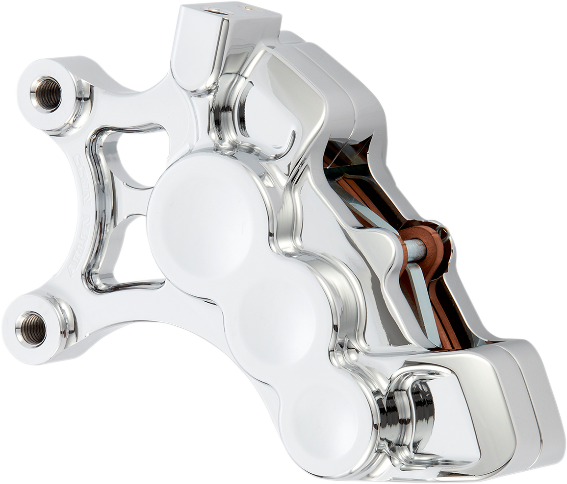 Ness Tech Six-Piston Differential Bore Caliper - 6-Piston Caliper - Front Left - Chrome - 14" [1701-0604]