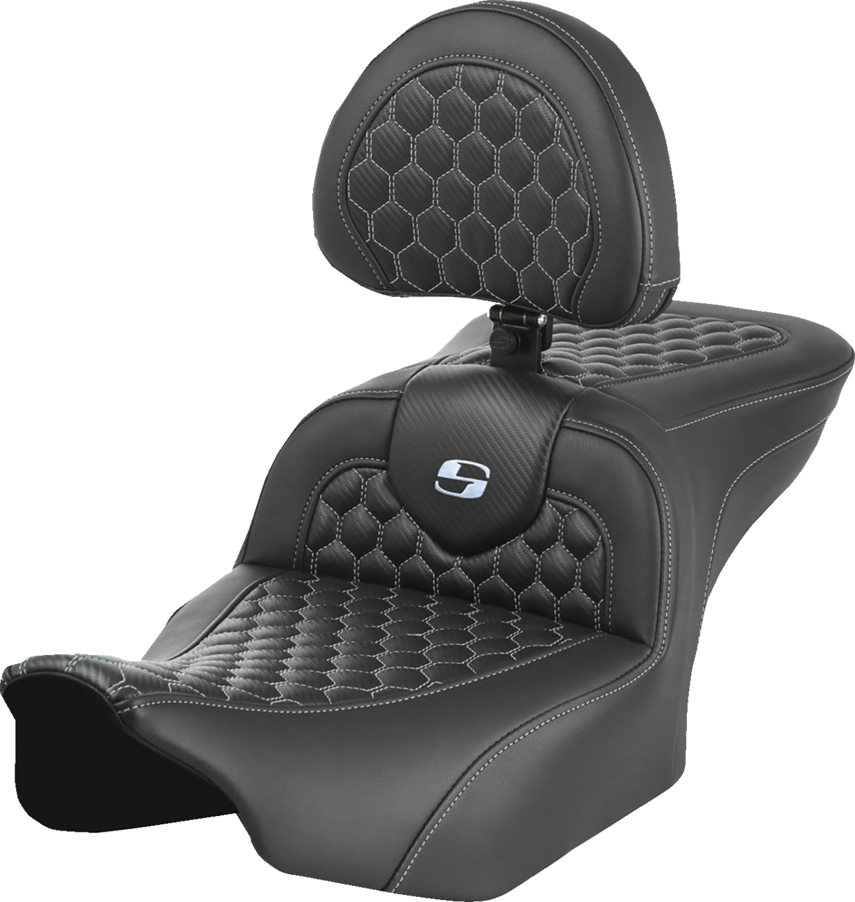 Honeycomb Roadsofa™ Seat - Roadsofa™ Seat - with Backrest - Honeycomb - Silver Stitch - FLTR/FLHX '23-'24 [0801-1753]