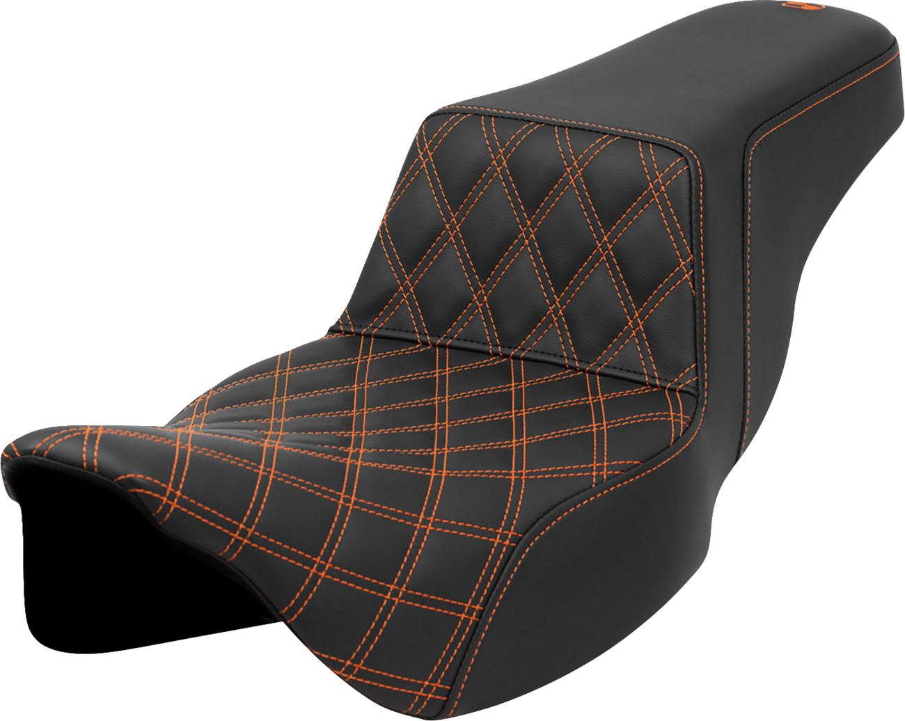 Lattice Stitch Step-Up Seat - Step-Up Seat - Front Lattice Stitch - Orange Stitch - Extended Reach - FLH/FLT '08-'23 [0801-1579]