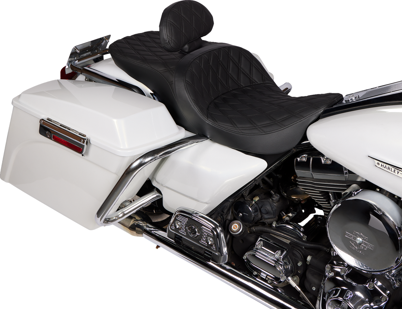 Freedom Touring Seat - Freedom Seat - Vinyl - Double Diamond Black Stitch - FLH '97-'07 [0801-1504] - Image 2