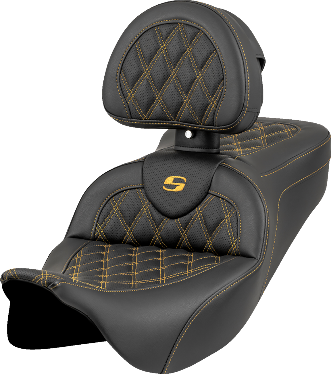 Roadsofa™ Seat - Lattice Stitch - Gold Stitch - w/ Backrest - FL '08-'23 [0801-1986]