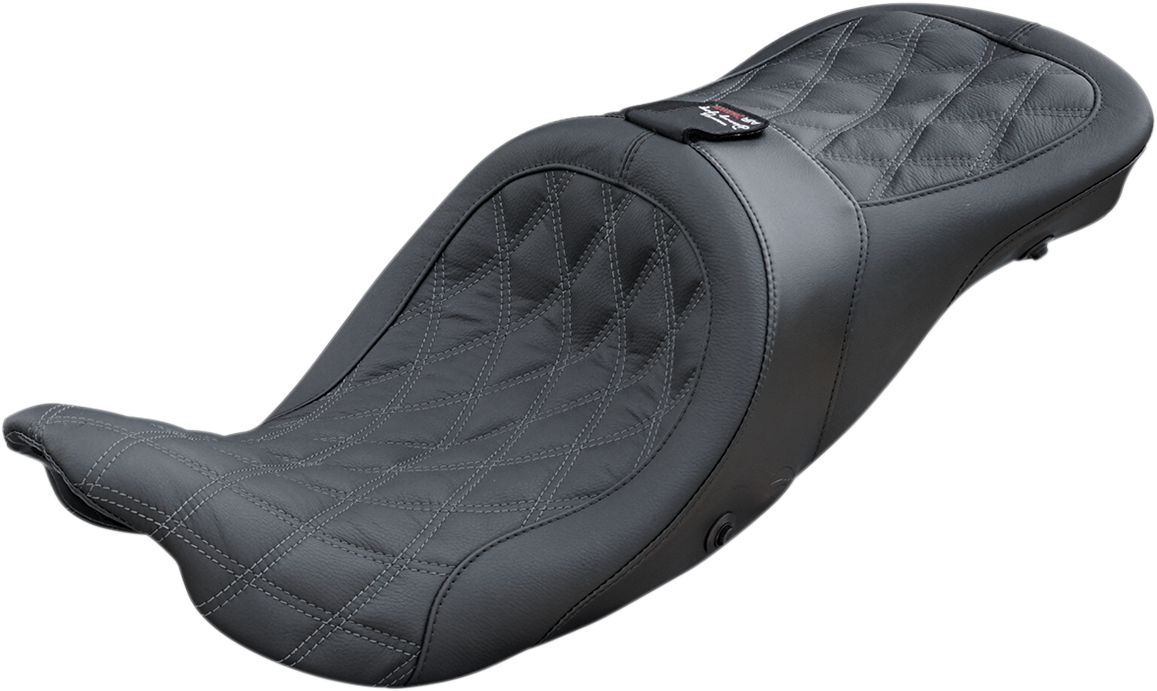 Airhawk Longhaul 2-Up Seat With Driver's Backrest Capability - Longhaul 2Up Seat - Air - w/ Driver Backrest Capability - Double Diamond w/ Gray Stitch - FL '08-'23 [0801-1148]