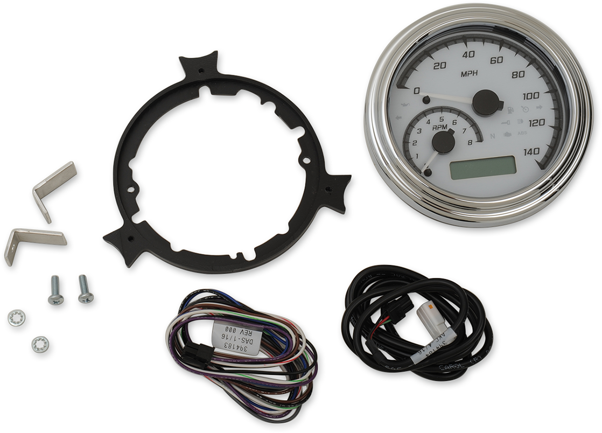 MVX Series Analog Gauge System - MVX Series Fatbob Analog/Digital Gauge System - White/Gray/Chrome [2212-0509]