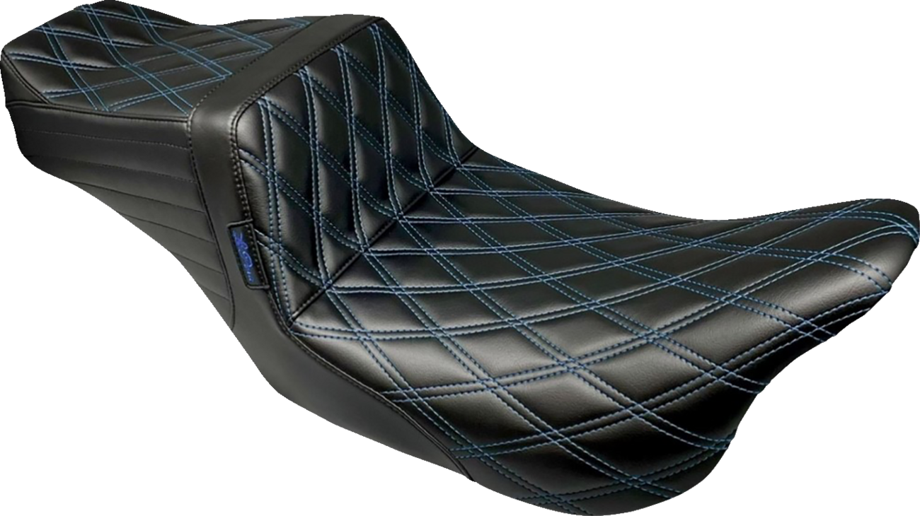 Tailwhip Seat - Double Diamond w/ Blue Thread - Black - FLH/FLT '08-'24 [0801-1542]