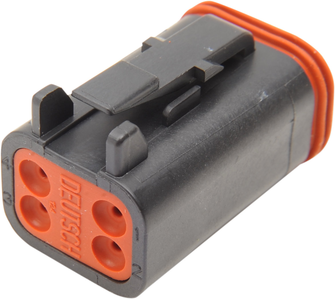 Deutsch DT Sealed Connector Component — Wiring Connector - Deutsch Plug - 4 Pin - Black [2120-0056]