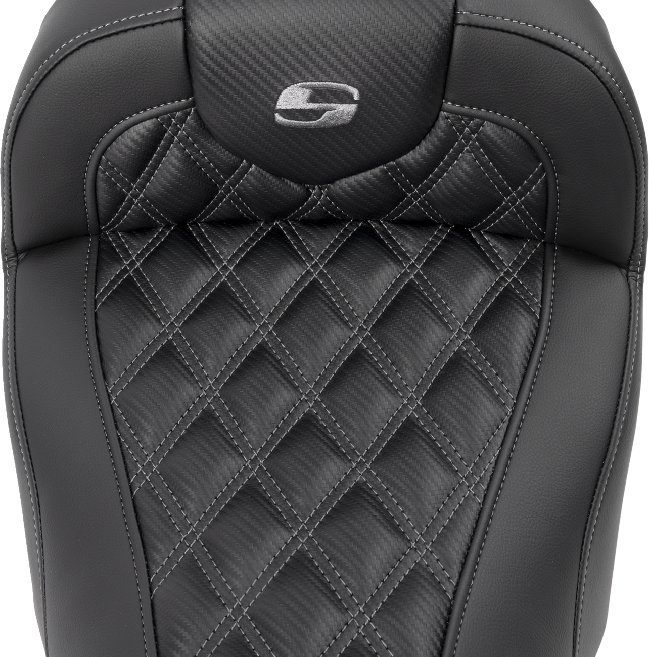 Roadsofa™ Lattice Stitch Seat - RoadSofa™ Seat - without Backrest - Carbon Fiber - Lattice Stitch - Gray Stitch - FLTR/FLHX '23-'24 [0801-1781] - Image 3