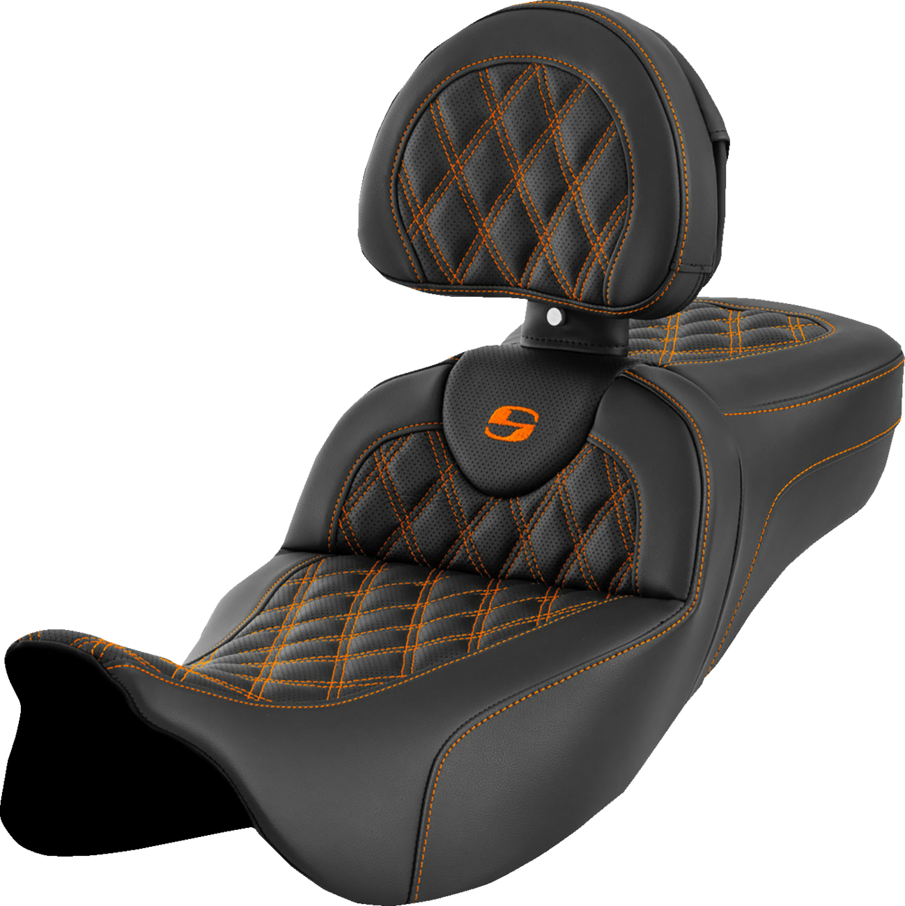 Roadsofa™ Extended Reach Seat - Lattice Stitch - Orange Stitch - with Backrest - FL '08-'24 [0801-1621]