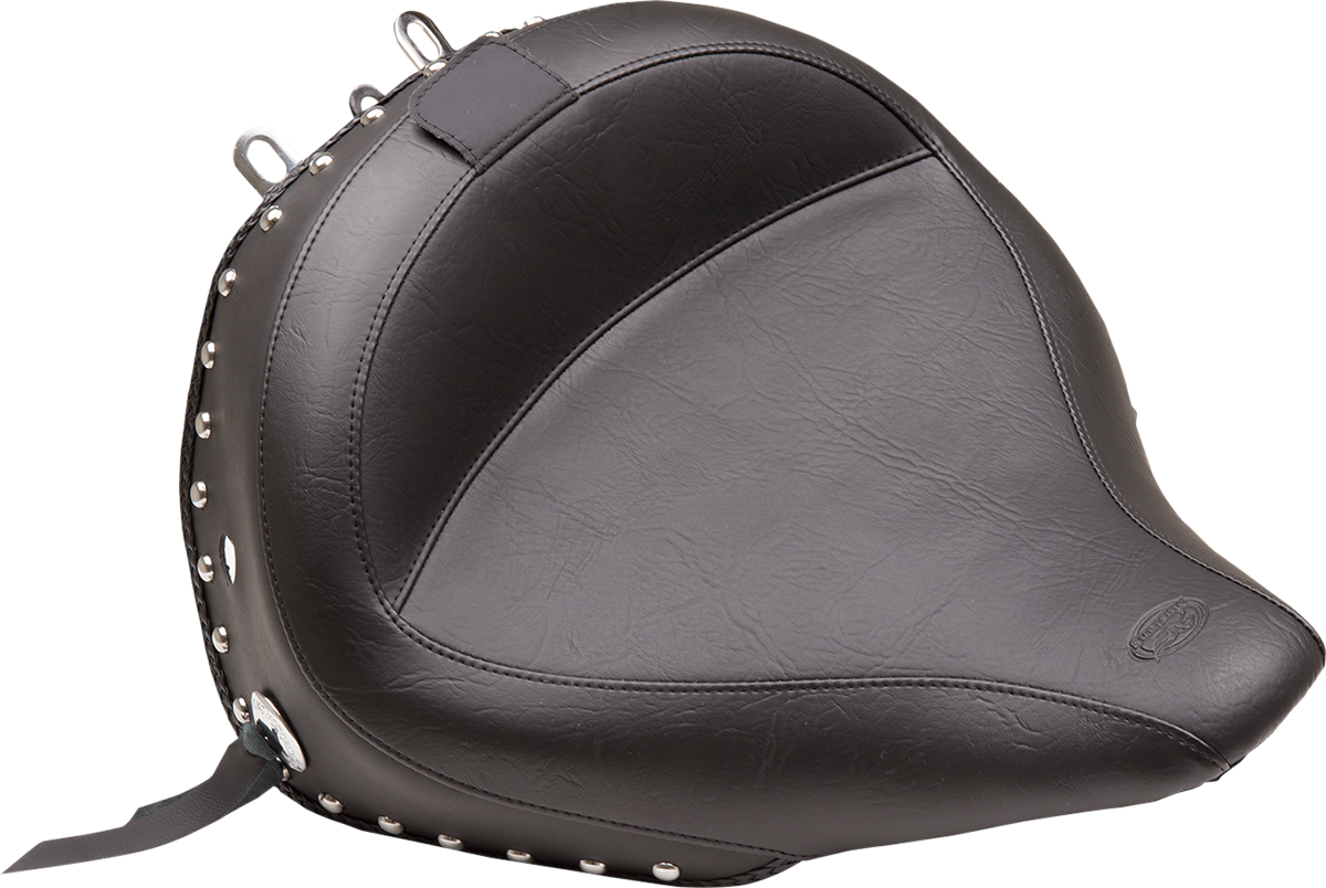 Wide Solo Seat with Removable Backrest - Wide Solo Seat - With Backrest - Black - Studded w/ Concho - FLSTN '05-'17 [0802-0892]