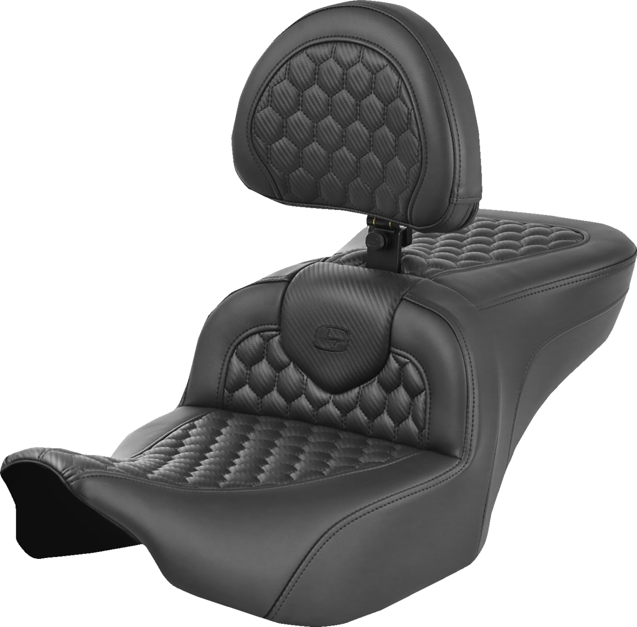 Roadsofa™ Heated Seat - Heated RoadSofa™ Seat - Honeycomb Stitch - w/ Backrest - FLH/FLT '23-'24 [0801-2049]