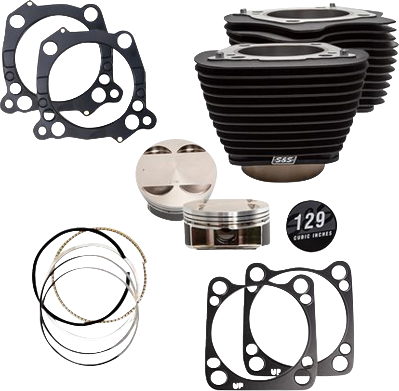 Big Bore Cylinder Kit - 129" Cylinder Kit - 4.375" Stroke - Wrinkle Black w/o Highlighted Fins - M8 [0931-1204]
