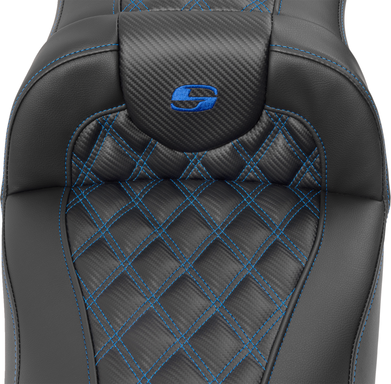 Roadsofa™ Extended Reach Seat - without Backrest - Lattice Stitch - Blue Stitch - FLTR/FLHX '23-'24 [0801-1794] - Image 3