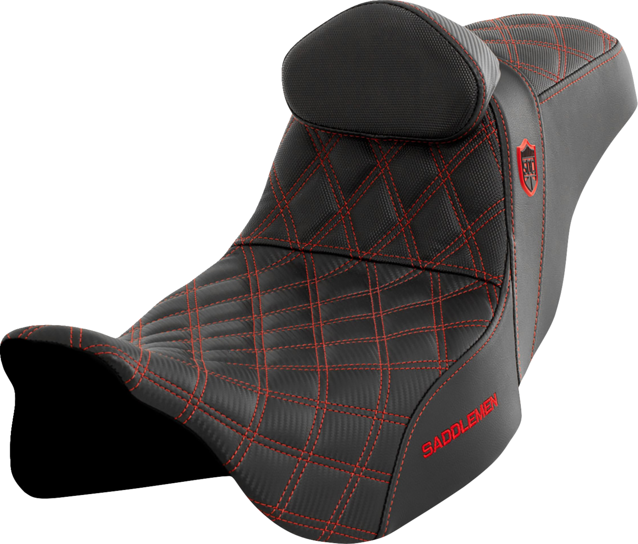 Pro Series SDC Performance Grip Seat - Pro Series SDC Performance Seat - w/ Backrest - Red Stitch - FLH/FLT '08-'23 [0801-1665]
