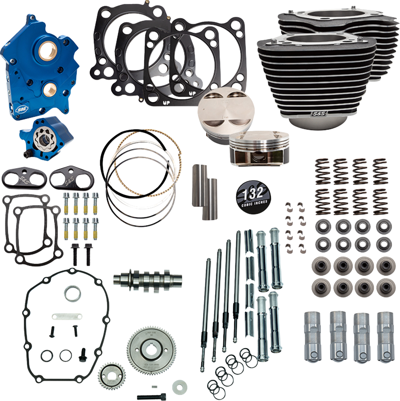132" Power Package for M8 - 132" Power Pack - 550 Gear Drive - Oil Cooled - Wrinkle Black w/Highlight Fins - 114"/117" M8 [0904-0156]