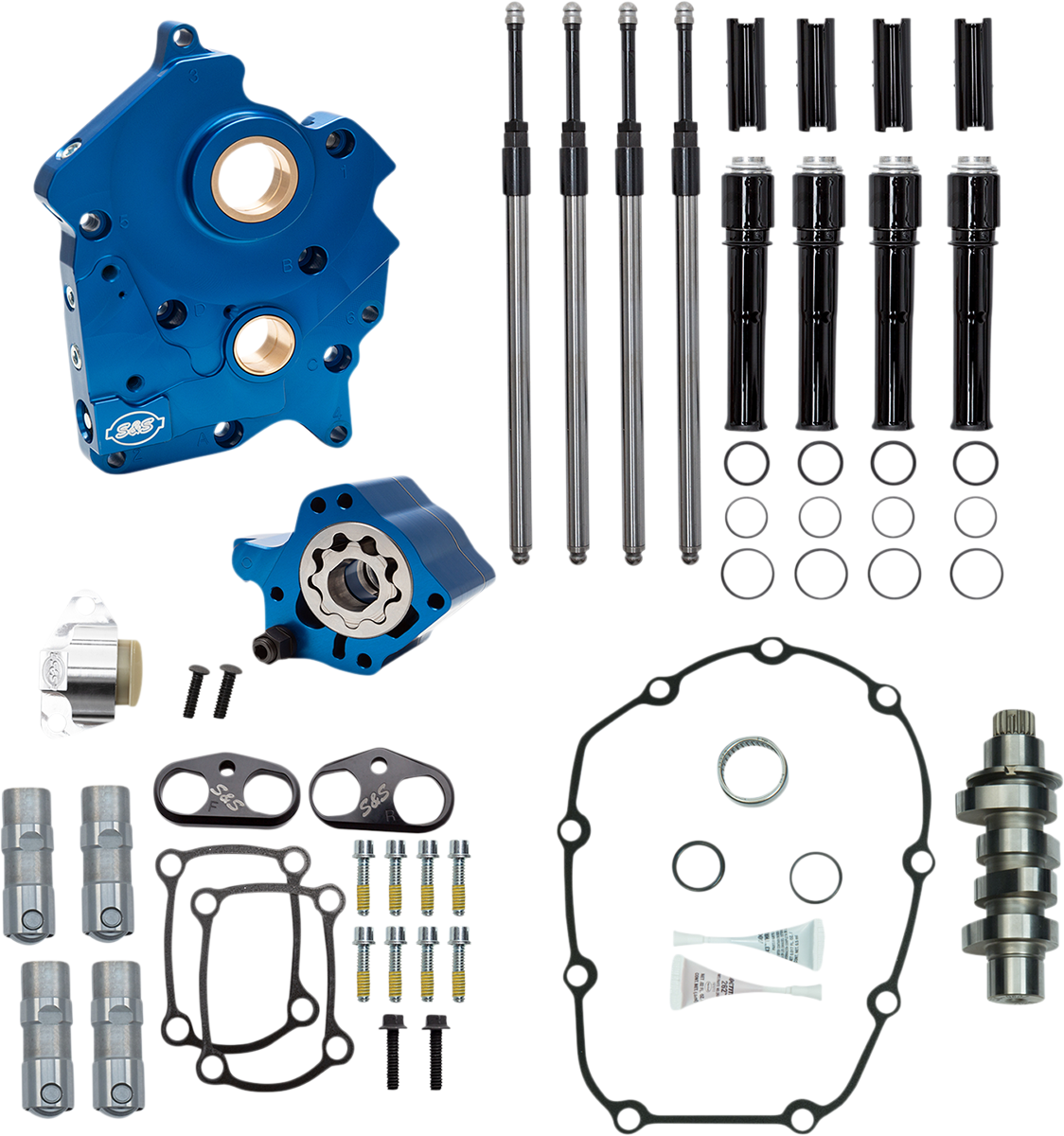 Cam Chest Kit for M8 - Cam Chest Kit with Plate - Chain Drive - Oil Cooled - 475 Cam - Black Pushrods - M8 [0925-1360]
