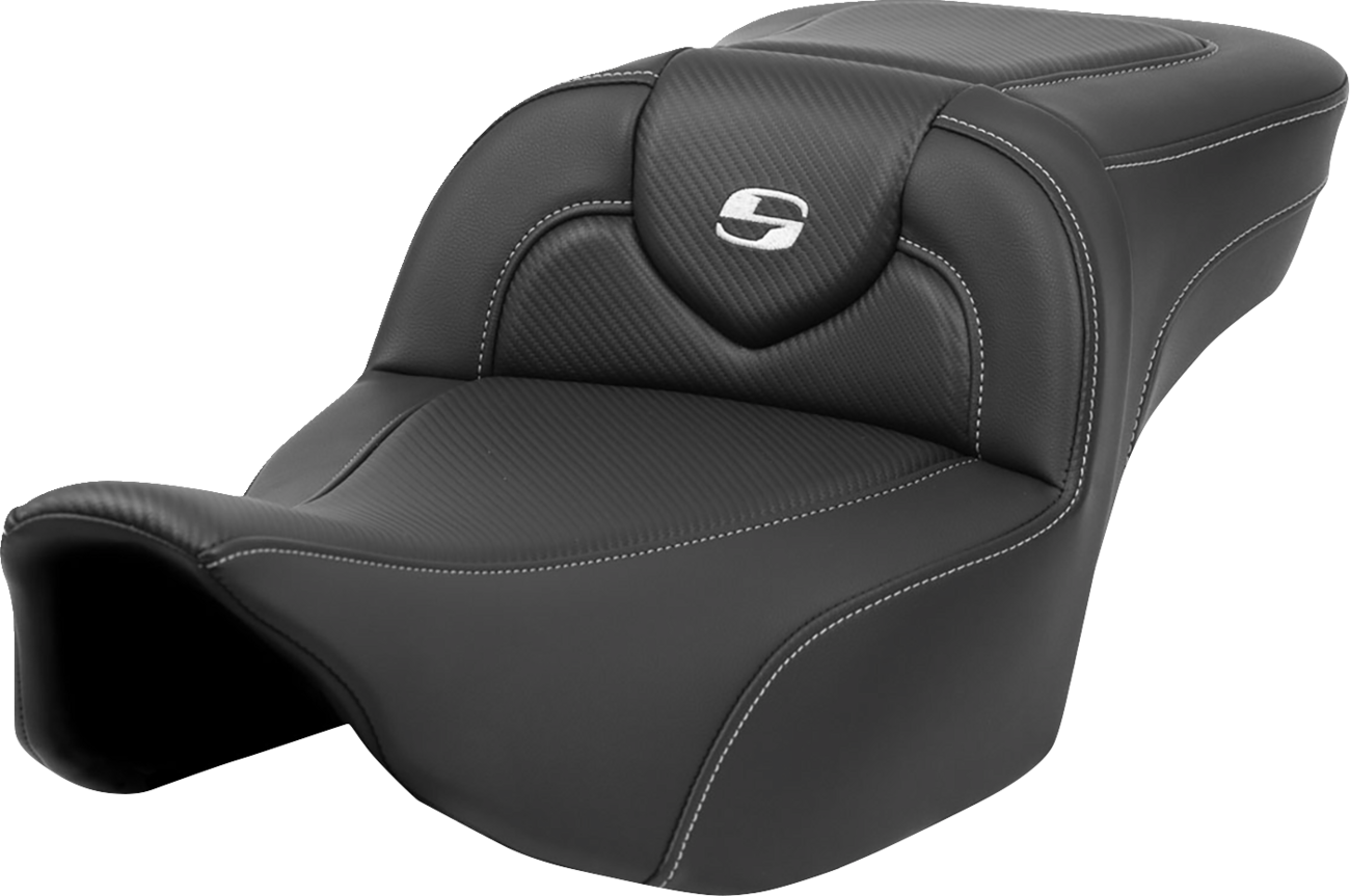 Roadsofa™ Extended Reach Carbon Fiber Seat - Roadsofa™ Extended Reach Seat - Carbon Fiber - Silver Stitch/Silver Logo - no Backrest - FL '23-'24 [0801-1633]