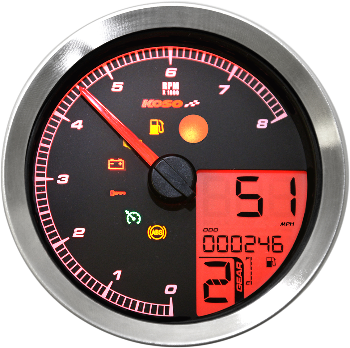 HD-04 Speedometer/Tachometer - Multi-Function Speedometer/Tachometer - HD-04 - Chrome [2211-0169] - Image 2