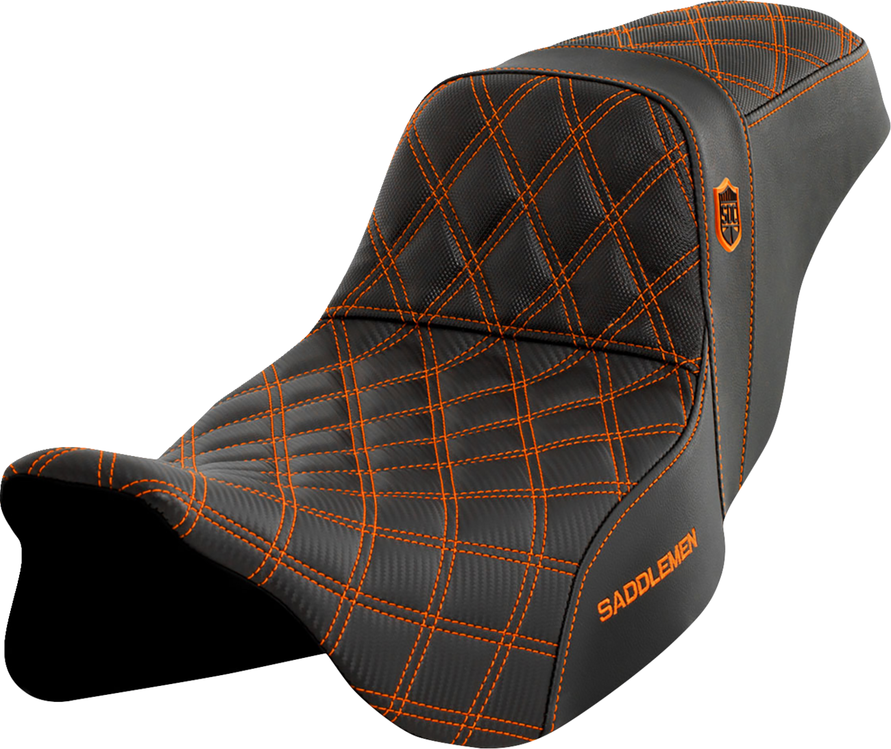 Pro Series SDC Performance Grip Seat - Pro Series SDC Performance Seat - w/o Backrest - Orange Stitch - FLH/FLT '08-'23 [0801-1658]