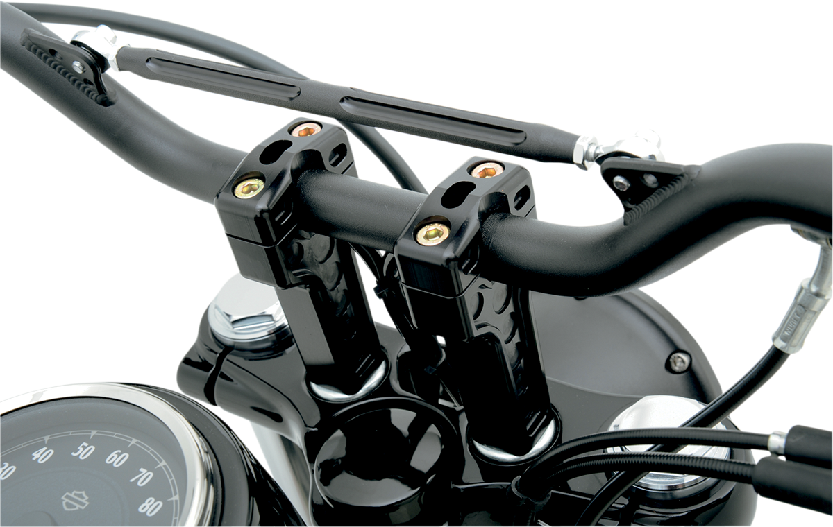 Dual Handlebar Riser Clamp Assembly - 4" - Harley Davidson - Black [0602-0379] - Image 2