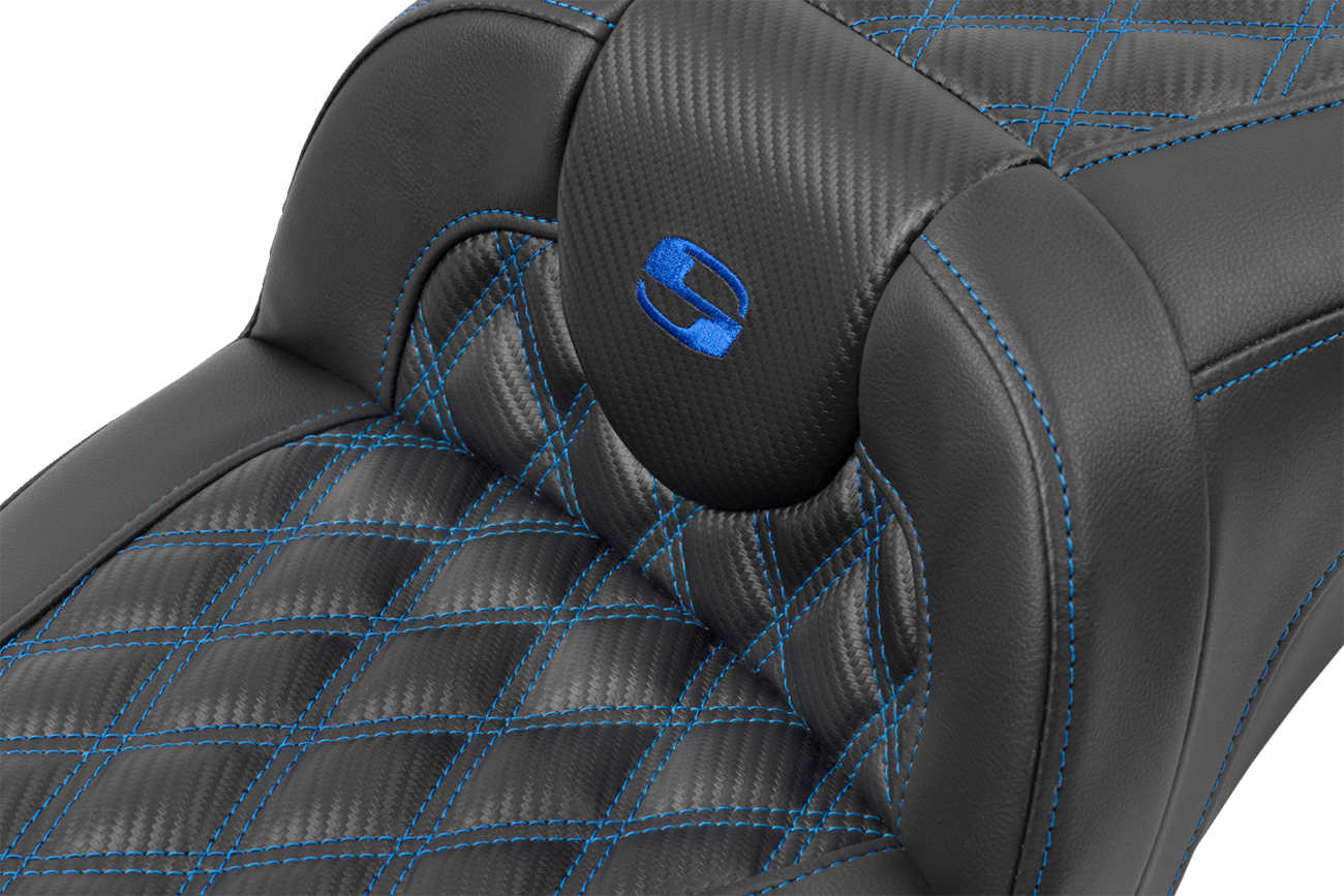 Roadsofa™ Extended Reach Seat - without Backrest - Lattice Stitch - Blue Stitch - FLTR/FLHX '23-'24 [0801-1794] - Image 2