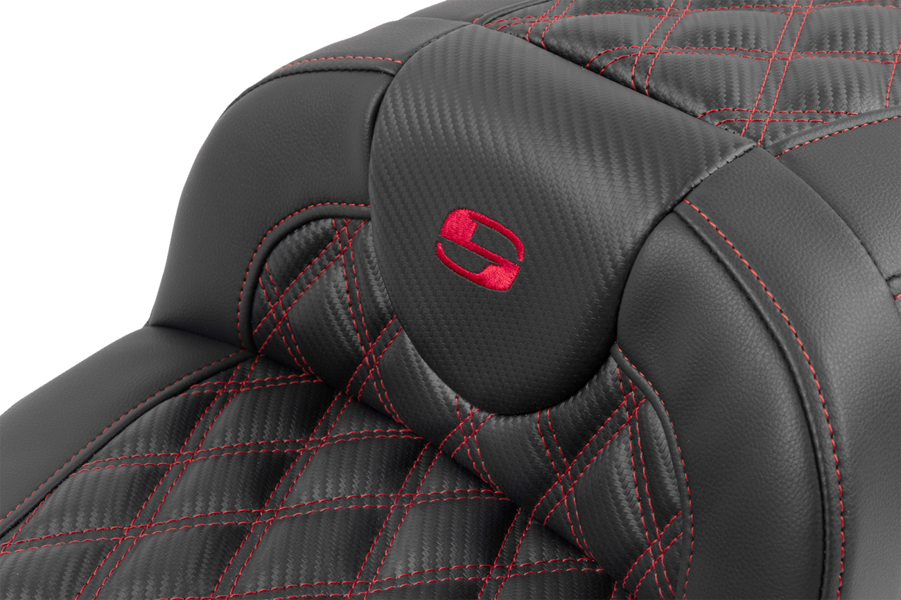 Roadsofa™ Extended Reach Seat - with Backrest - Lattice Stitch - Red Stitch - FLTR/FLHX '23-'24 [0801-1805] - Image 5