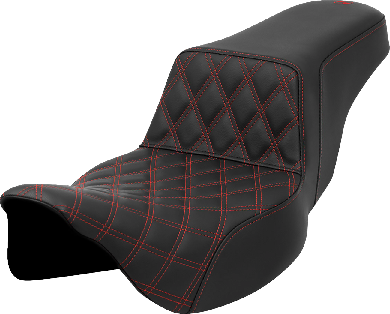 Lattice Stitch Step-Up Seat - Step-Up Seat - Front Lattice Stitch - Red Stitch - Extended Reach - FLH/FLT '08-'23 [0801-1580]