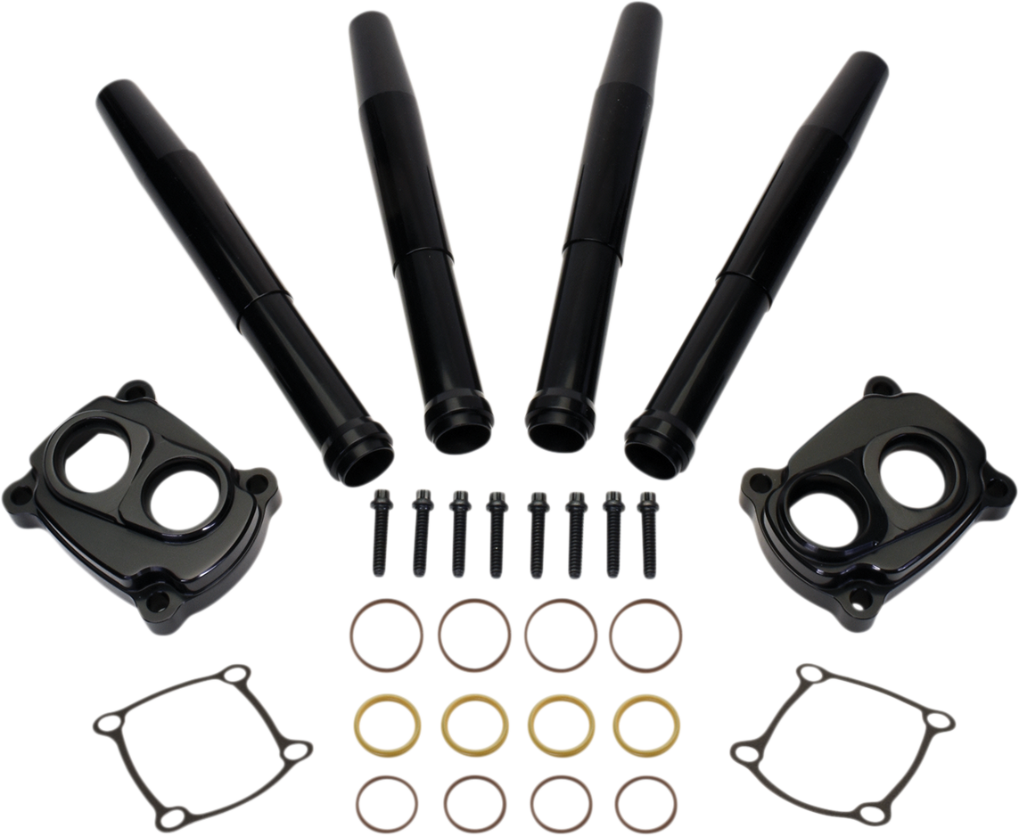 Low-Profile Billet Tappet Covers/Pushrod Cover Kit - Tappet Cover and Pushrod Kit - Black - M8 [0940-2012]