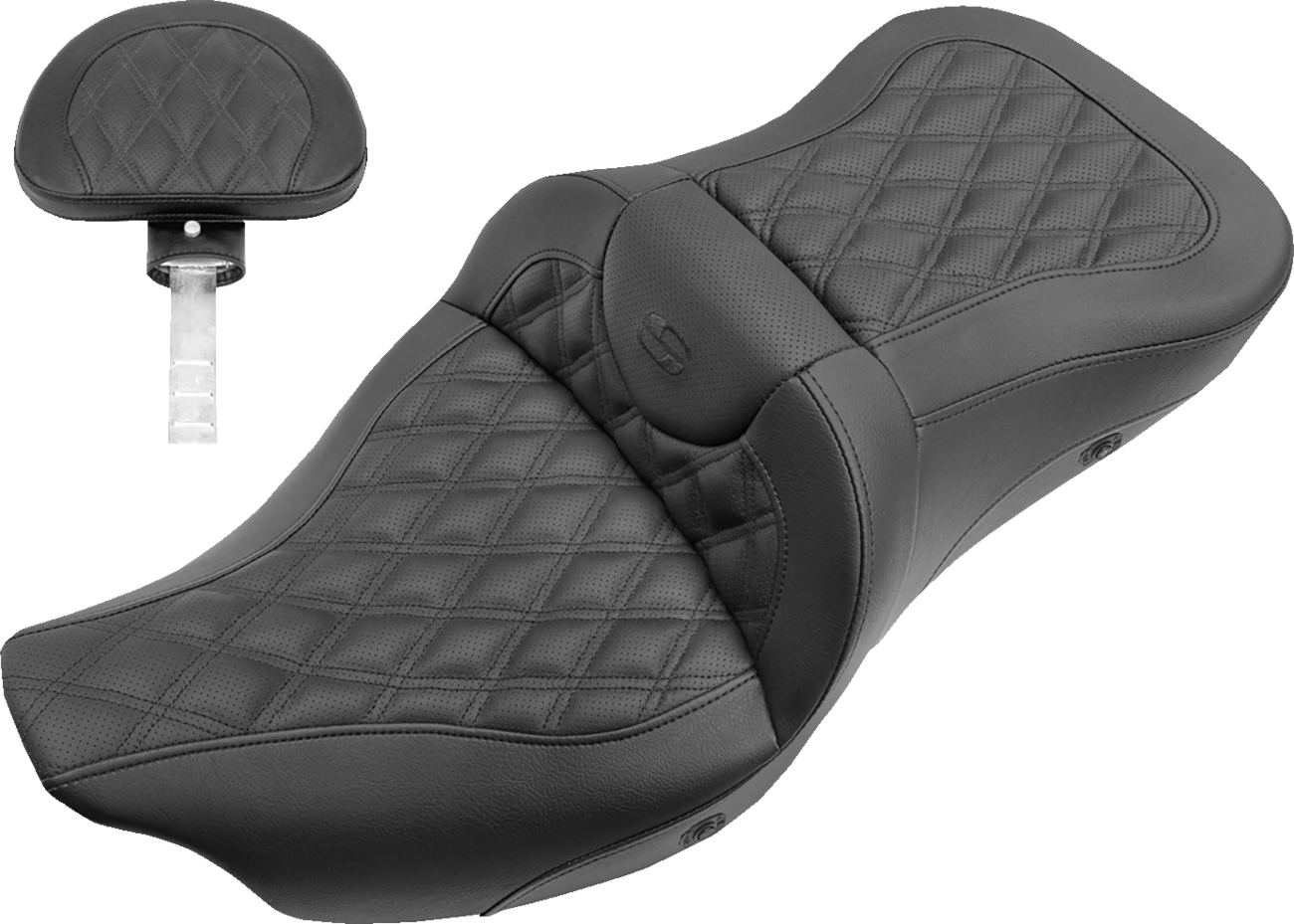Roadsofa™ Trike Seat - Roadsofa™ Seat - Heated - Full Lattice Stitch - with Backrest - Black - FL '09-'24 [0801-1209]