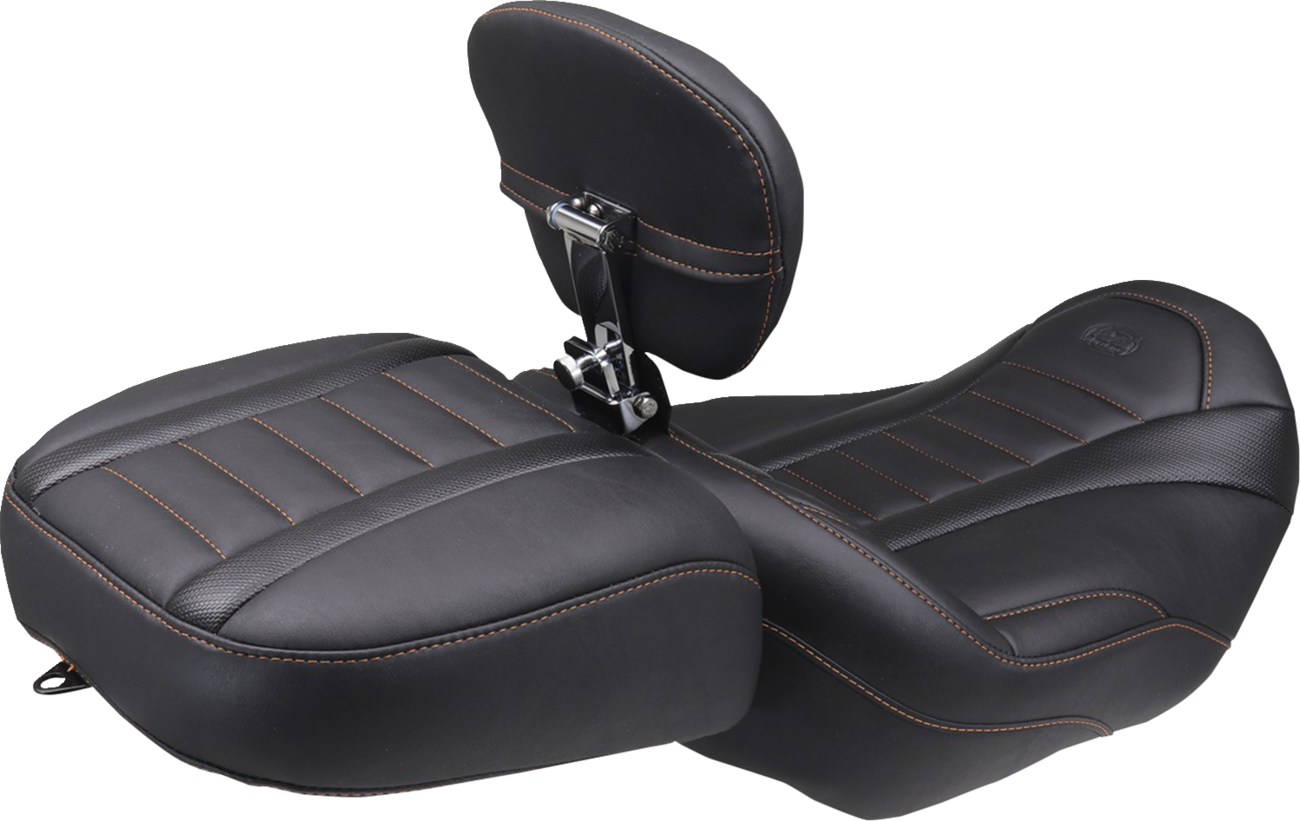 Wide Deluxe Touring Passenger Seat - Deluxe Passenger Seat - Wide - Mandarin Orange Stitch - FLT/FLH '23-'25 [0801-2121] - Image 3