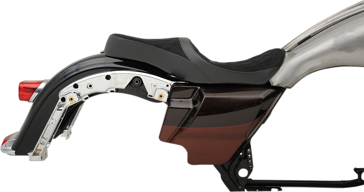Low Profile Touring Seat - Low Touring Seat - Vinyl - Faux Suede Double Diamond - Yaffe Tanks - FL '08-'23 [0801-1070] - Image 4