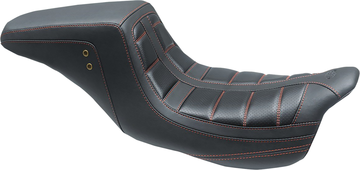 Squareback One-Piece Seat - Tuck and Roll - Black w/ American Beauty Red Stitching - FL '08-'25 [0801-1372]