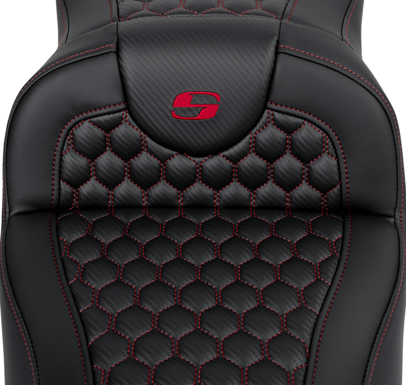 Honeycomb Roadsofa™ Seat - RoadSofa™ Seat - Honeycomb - Red Stitch - Extended Reach - without Backrest - FLH/FLT '08-'24 [0801-1647] - Image 2