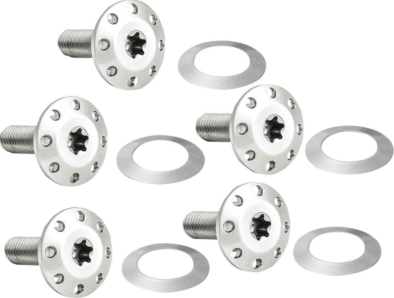 Holeshot Front Floating Brake Rotor Bolt Kit - Bolt Kit - Holeshot/Front/Floating/Brake Rotor - Spoke Mount - Polished - 5 Pack [2401-1698]