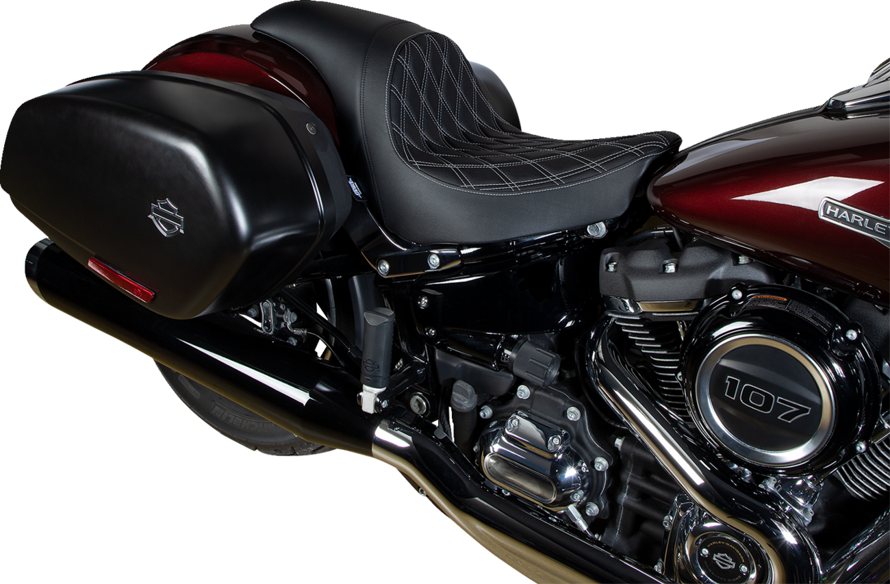 Predator Seat - Double Diamond w/ Silver Sitching - Vinyl - FLSB/FXLR '18-'23 [0802-1518] - Image 2
