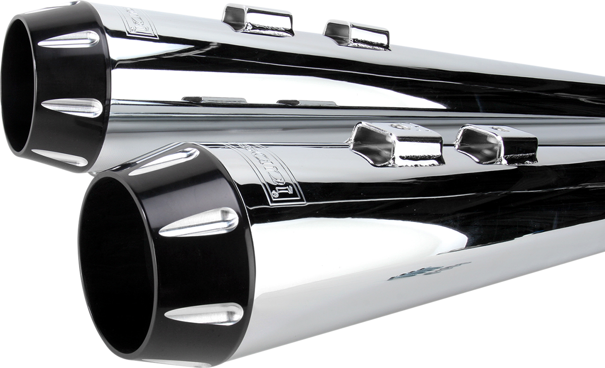 Megaphone Slip-On Mufflers - Chrome/Black - Fluted - Performance Baffle [1801-0515] - Image 2