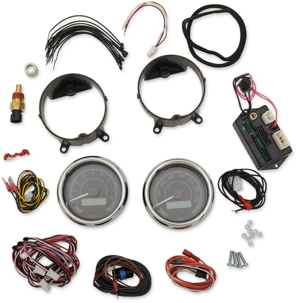 MVX-8K Series Analog/Digital Gauge Kit — 8200KGC Model - MVX-8K Series Analog/Digital 2-Gauge Kit - Chrome Bezel - Black Face with Gray Background [2212-0572]