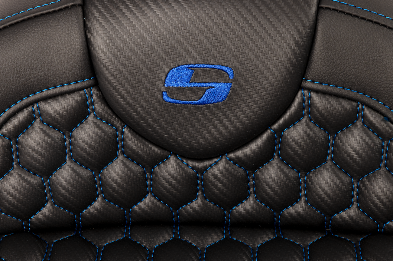 Honeycomb Roadsofa™ Seat - RoadSofa™ Seat - Honeycomb - Blue Stitch - with Backrest - FLH/FLT '08-'23 [0801-1644] - Image 6