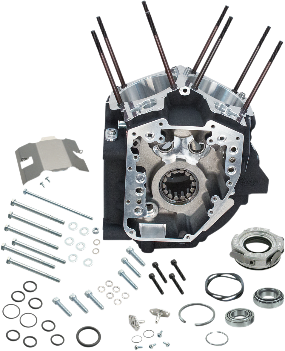 Engine Case - 4.125" Bore w/Stock Stud Pattern - 88A Engine Type - Wrinkle Black - Twin Cam [0920-0188]