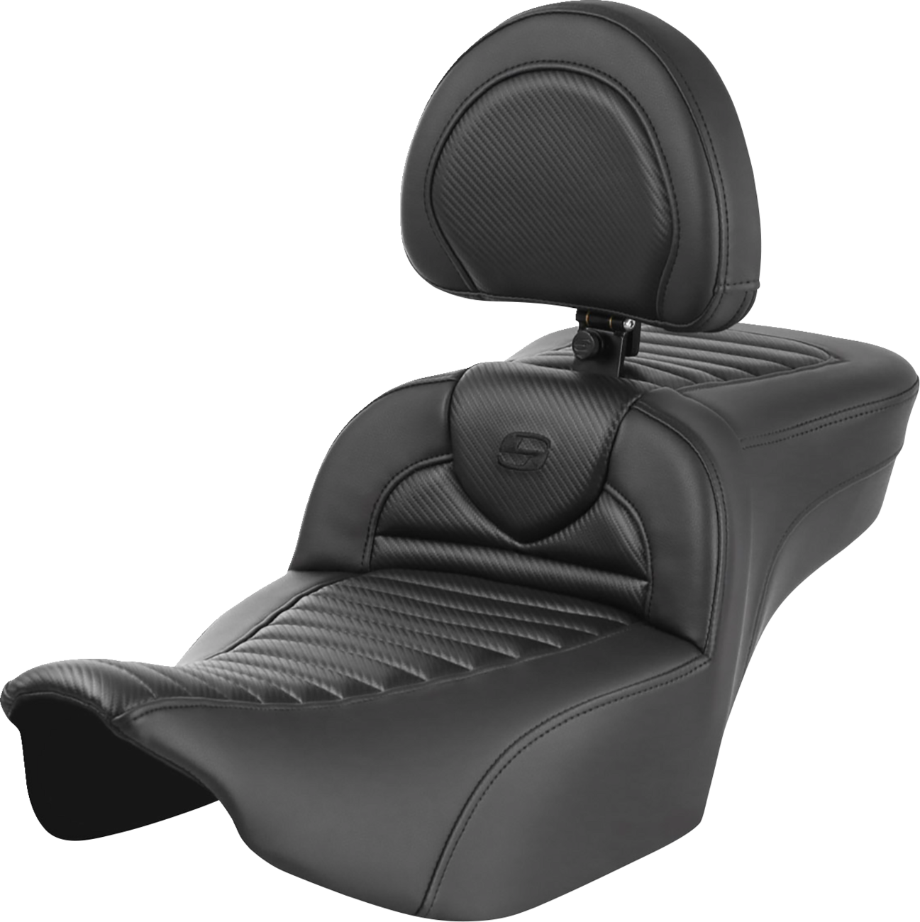 Roadsofa™ Extended Reach Seat - with Backrest - Tuck-n-Roll - Carbon Fiber - FLTR/FLHX '23-'24 [0801-1778]
