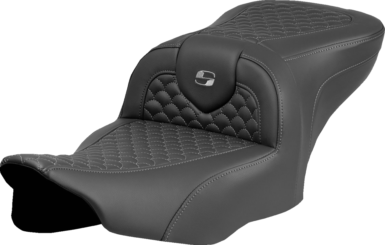 Dragon Scale Stitch RoadSofa™ Seat - Roadsofa™ Seat - Dragon Scale Stitch - Dark Gray Stitch - w/o Backrest - FLTR/FLHX '23-'24 [0801-2064]