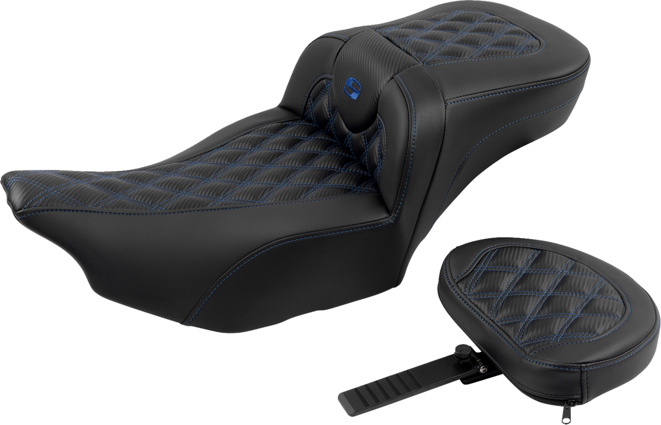 Roadsofa™ Extended Reach Seat - with Backrest - Lattice Stitch - Blue Stitch - FLTR/FLHX '23-'24 [0801-1802] - Image 2