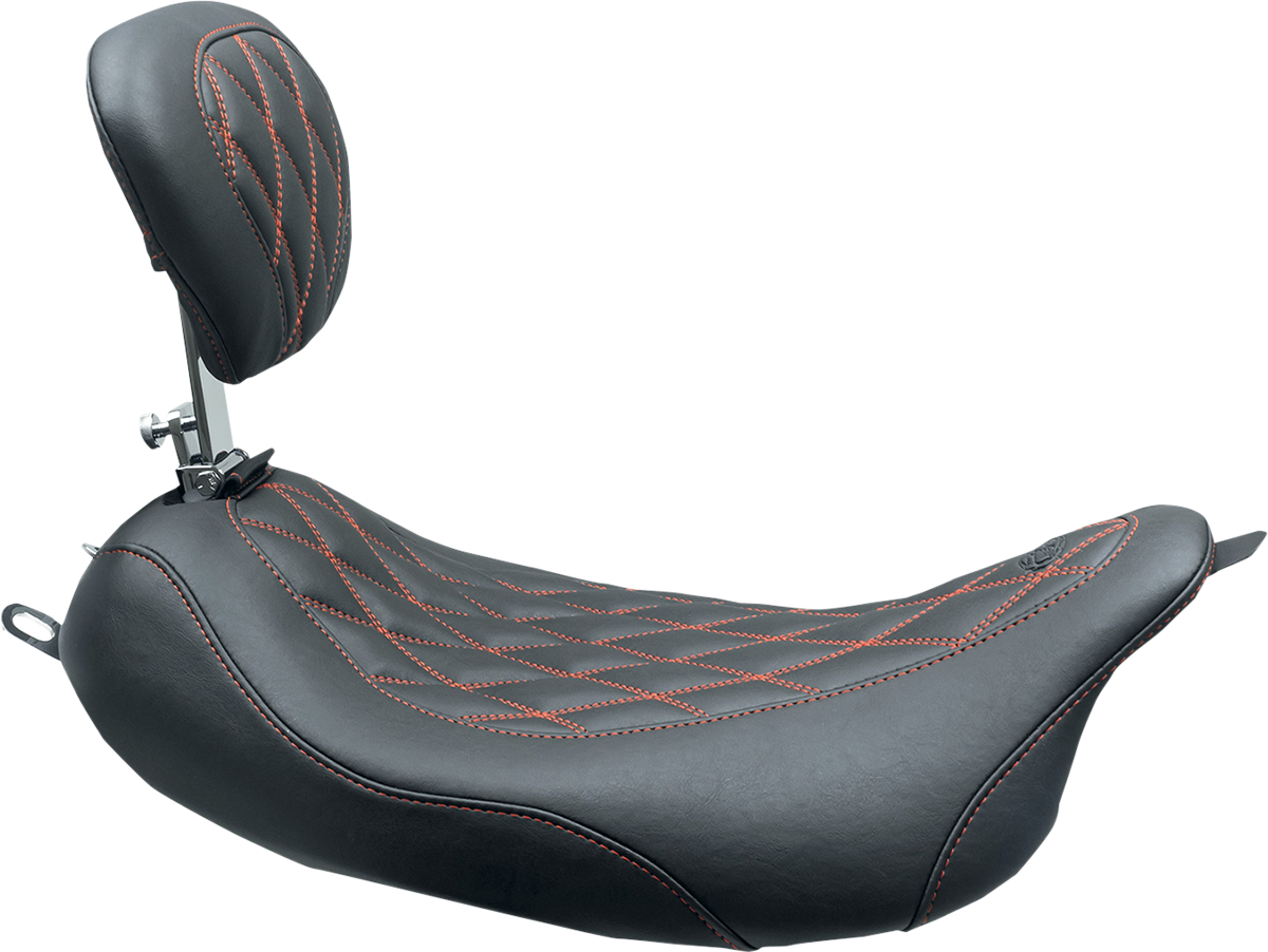 Wide Tripper™ Solo Seat With Removable Driver Backrest - Wide Tripper™ Solo Seat - w/ Drivers Backrest - Black w/ American Beauty Red Stitching - FL '08-'25 [0801-1377] - Image 2