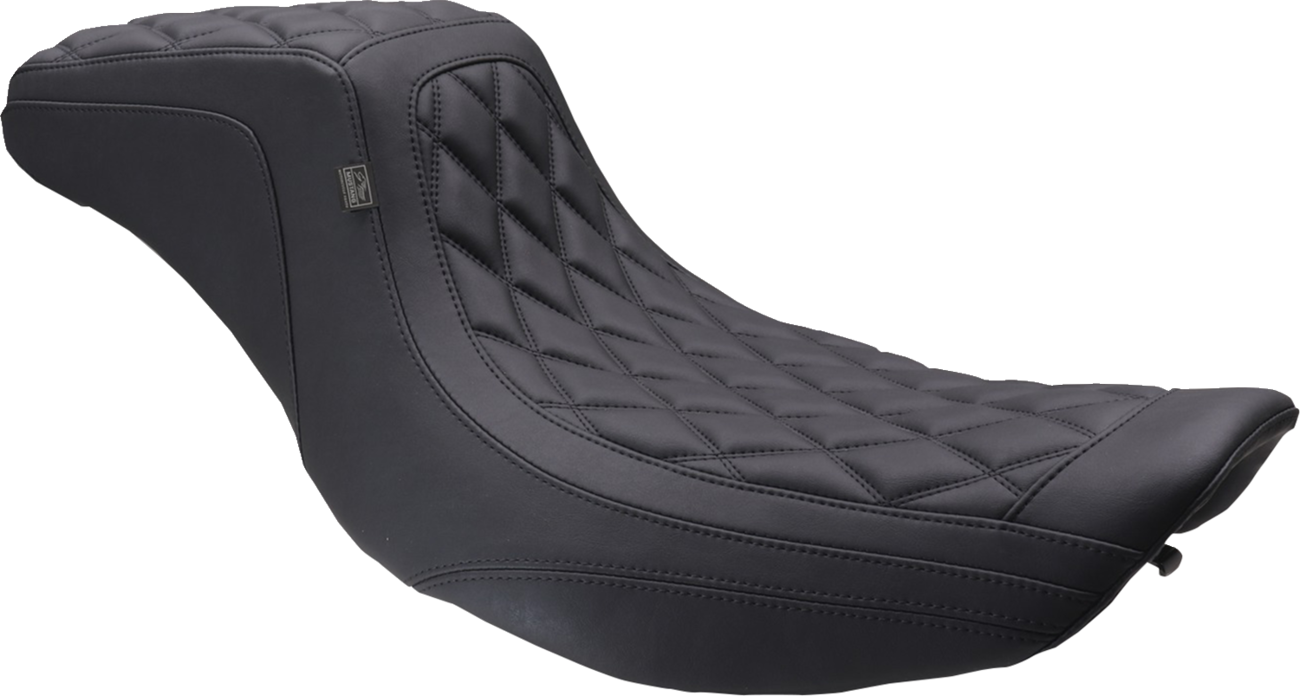 Double Diamond Squareback Seat - One Piece 2-Up Squareback Seat - Double Diamond - Black Stitch - FLH/FLT '97-'07 [0801-2125]
