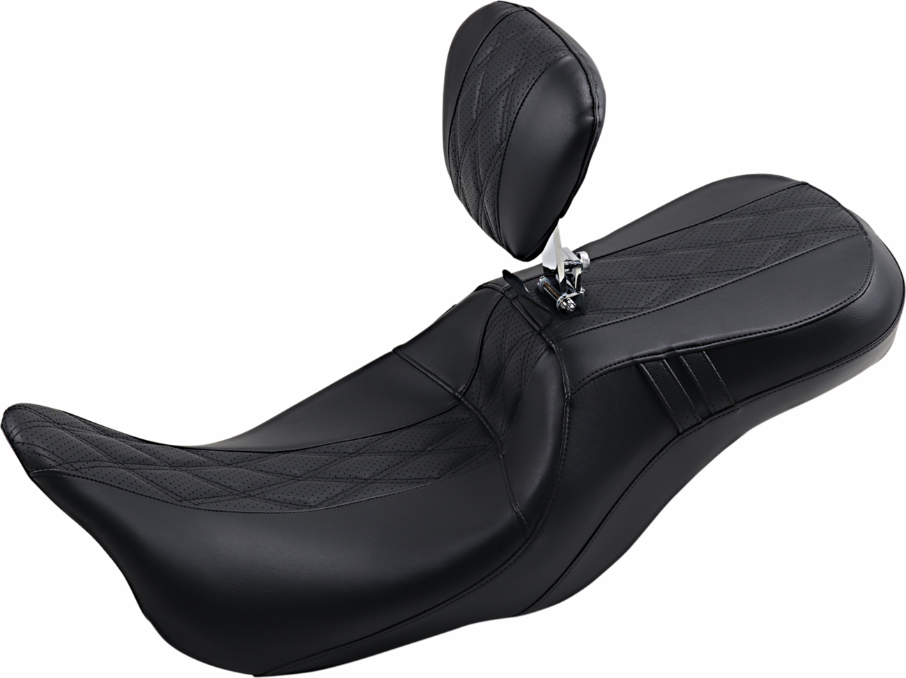 Outcast GT Seat - 2-Up - With Backrest - Black Double Diamond - Perforated - FL '08-'22 [0801-1231]