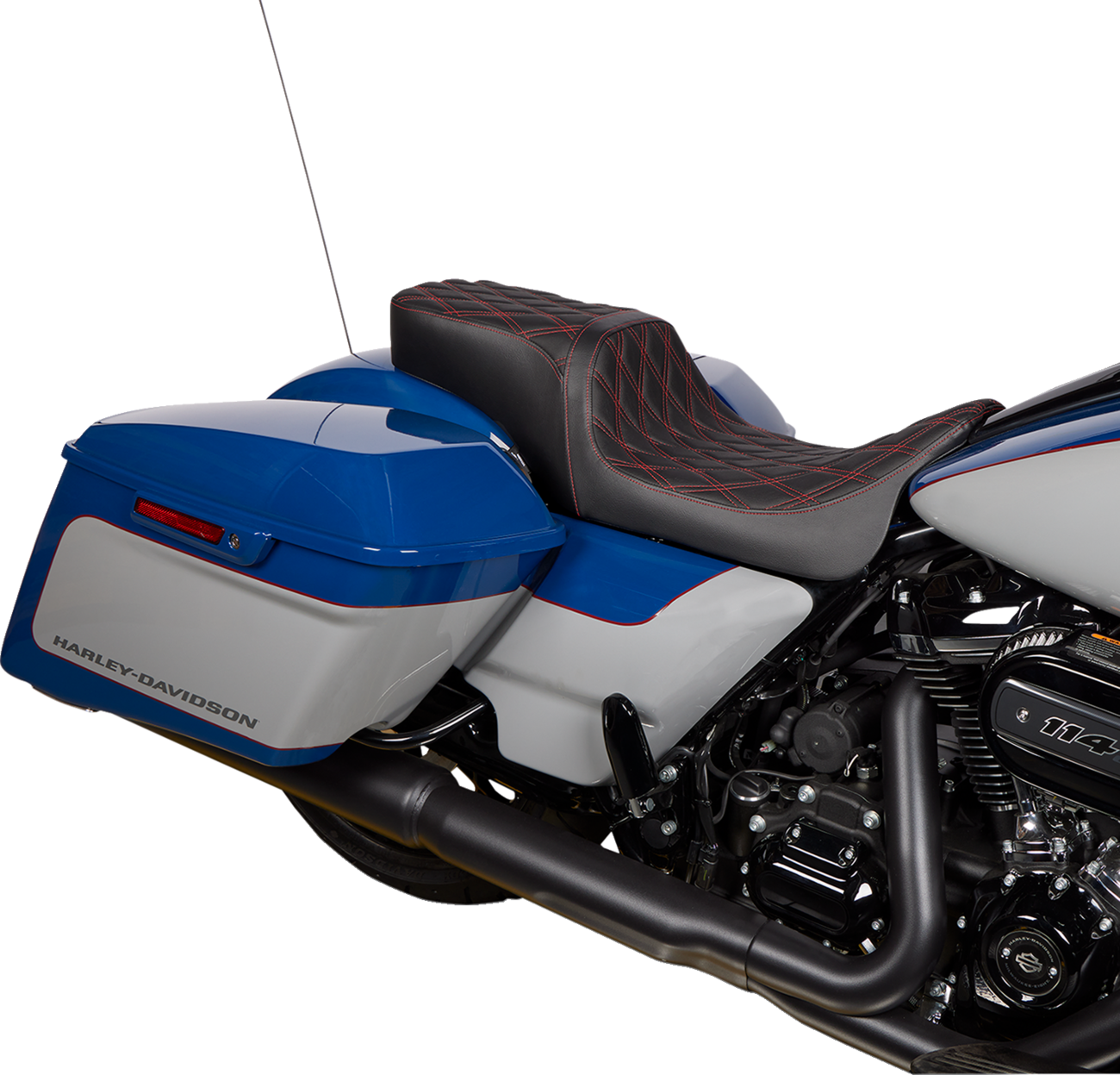 Performance Predator 2-Up Seat - Predator 2-Up Seat - Vinyl - Double Diamond Red Stitch - w/o Backrest - FL '08-'23 [0801-1494] - Image 3