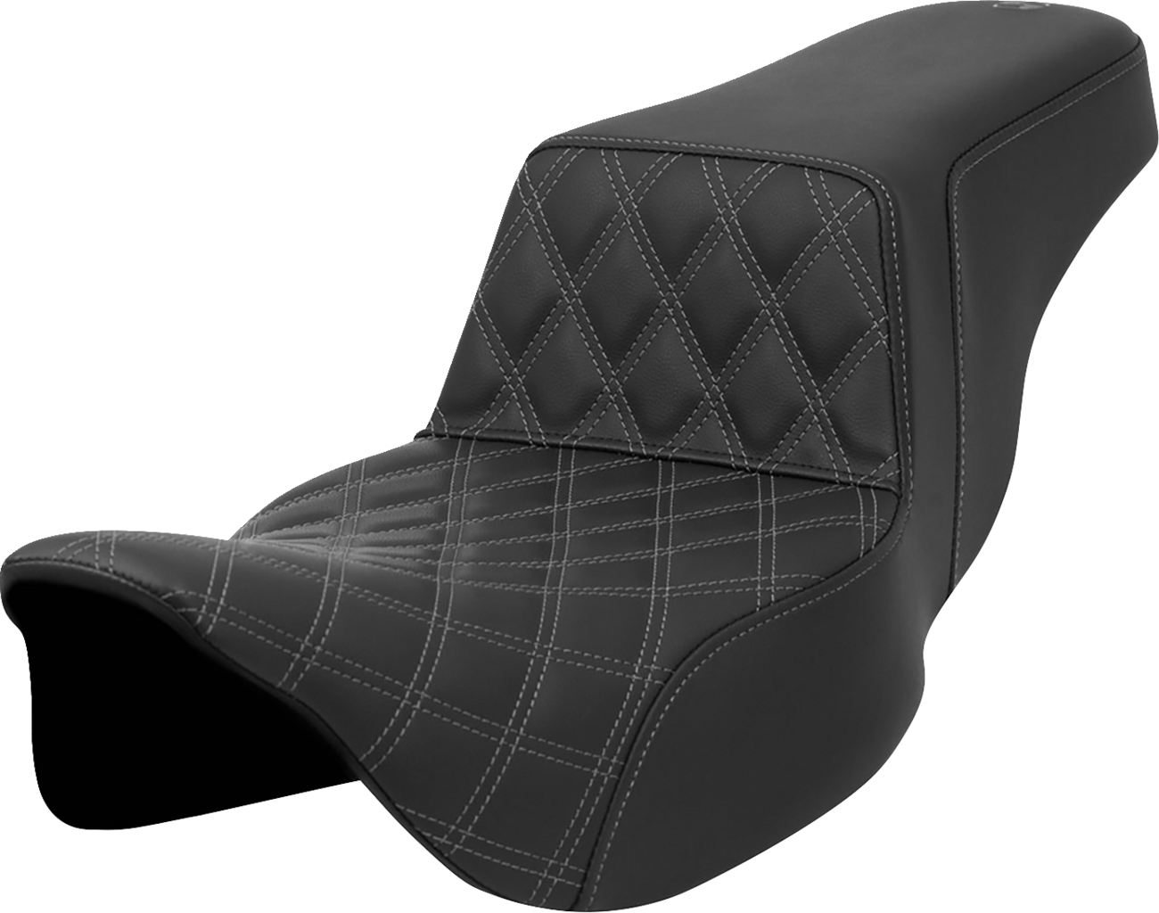 Lattice Stitch Step-Up Seat - Step-Up Seat - Front Lattice Stitch - Gray Stitch - Extended Reach - FLH/FLT '08-'23 [0801-1578]