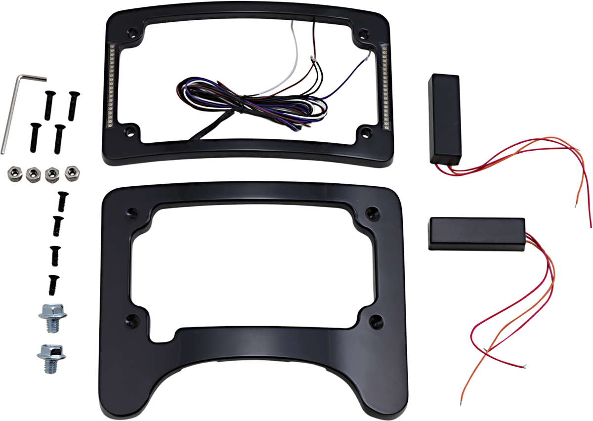 Turn Signal Eliminator with Tri Radius Illuminated Plate Frame - Turn Signal Eliminator/Illuminated Tri-Frame - Gloss Black [2030-1497]