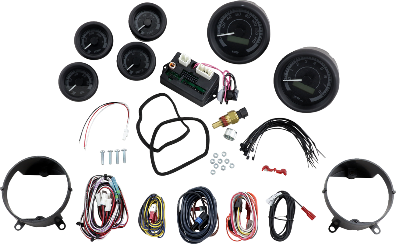 MVX-8K Series Analog/Digital Gauge Kit — 8600KGK Model - MVX-8K Series Analog/Digital 6-Gauge Kit - Black Bezel - Black Face with Gray Background [2212-0567]