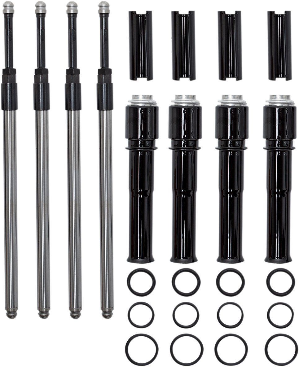 Quickee Pushrod Kit with Gloss Black Covers - Quickee Pushrods Kit with Gloss Black Covers - Twin Cam [0928-0097]