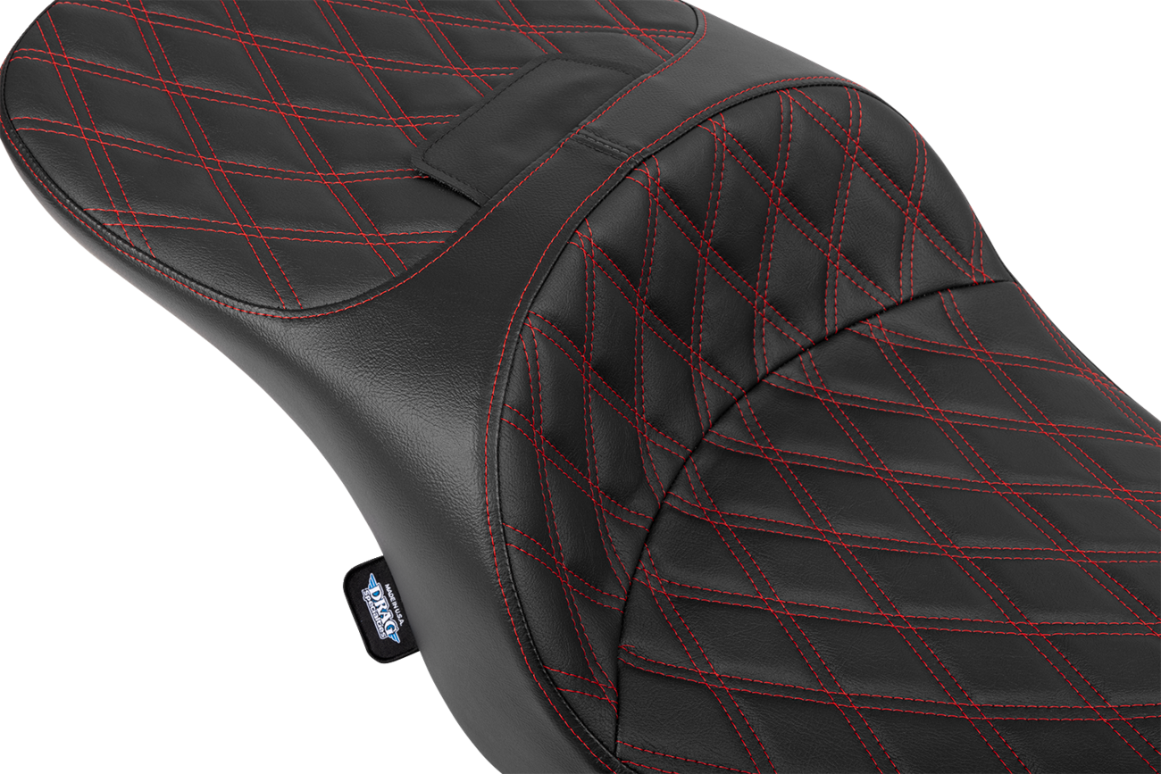 Freedom Touring Seat - Forward Position Freedom Seat - Vinyl - Red Double Diamond Stitch - FLH/FLT '23-'25 [0801-2170] - Image 2