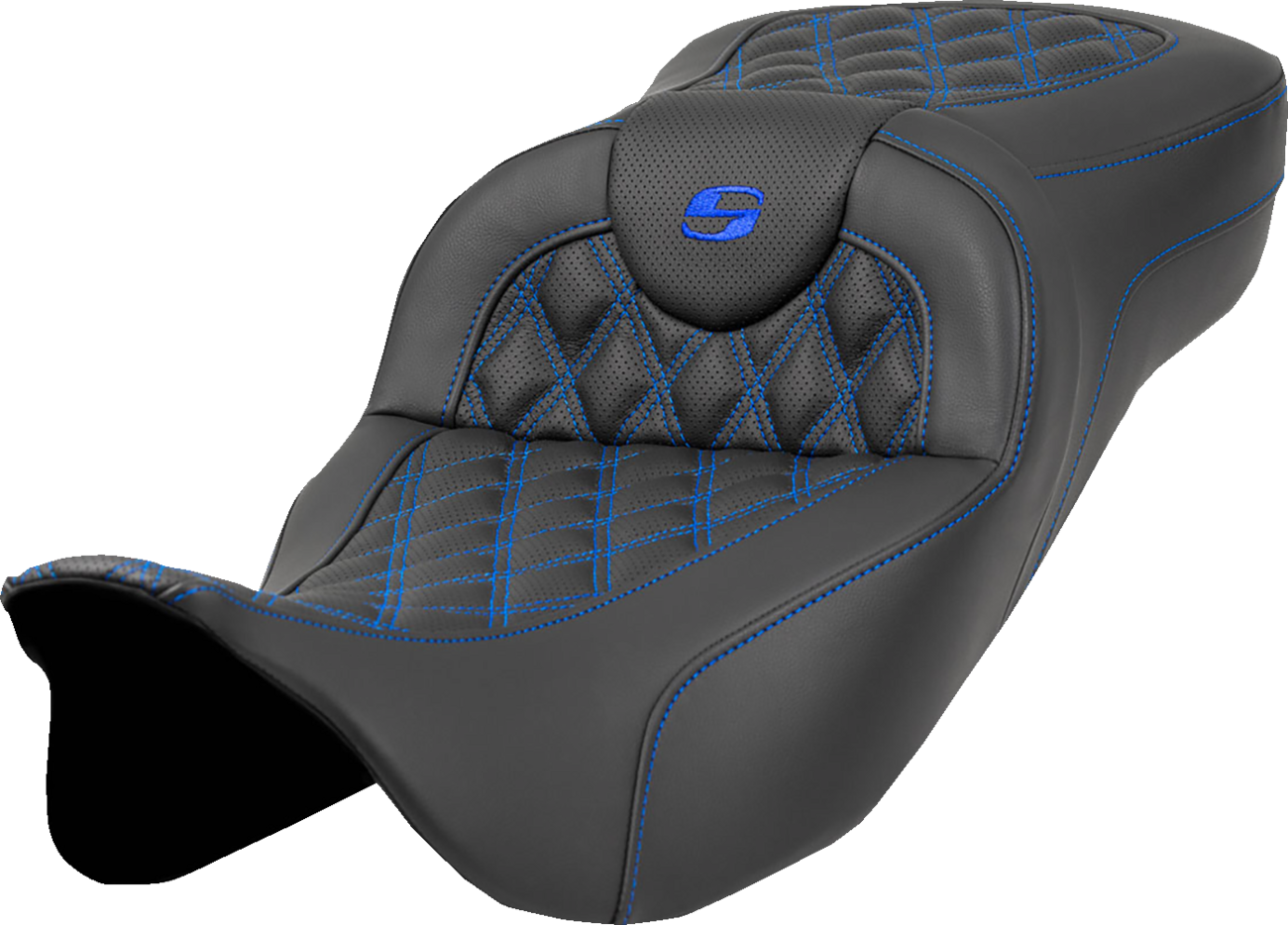 Extended Reach RoadSofa™ Seat - Extended Reach Roadsofa™ Seat - Lattice Stitch - Blue Stitch - without Backrest - FL '08-'24 [0801-1590]